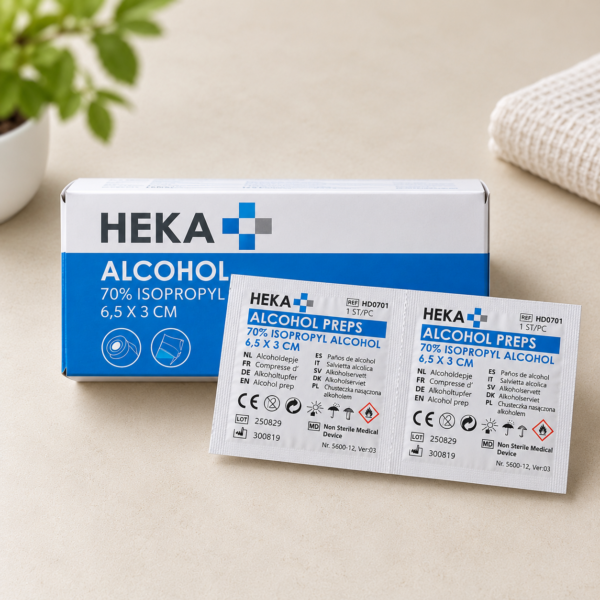 HEKA Alcoholdoekjes - individueel verpakt - NS - 6,5 x 3cm - 100 stuks